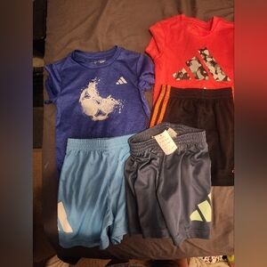 Adidas Kids' Blue and Red T-Shirt Set with Shorts